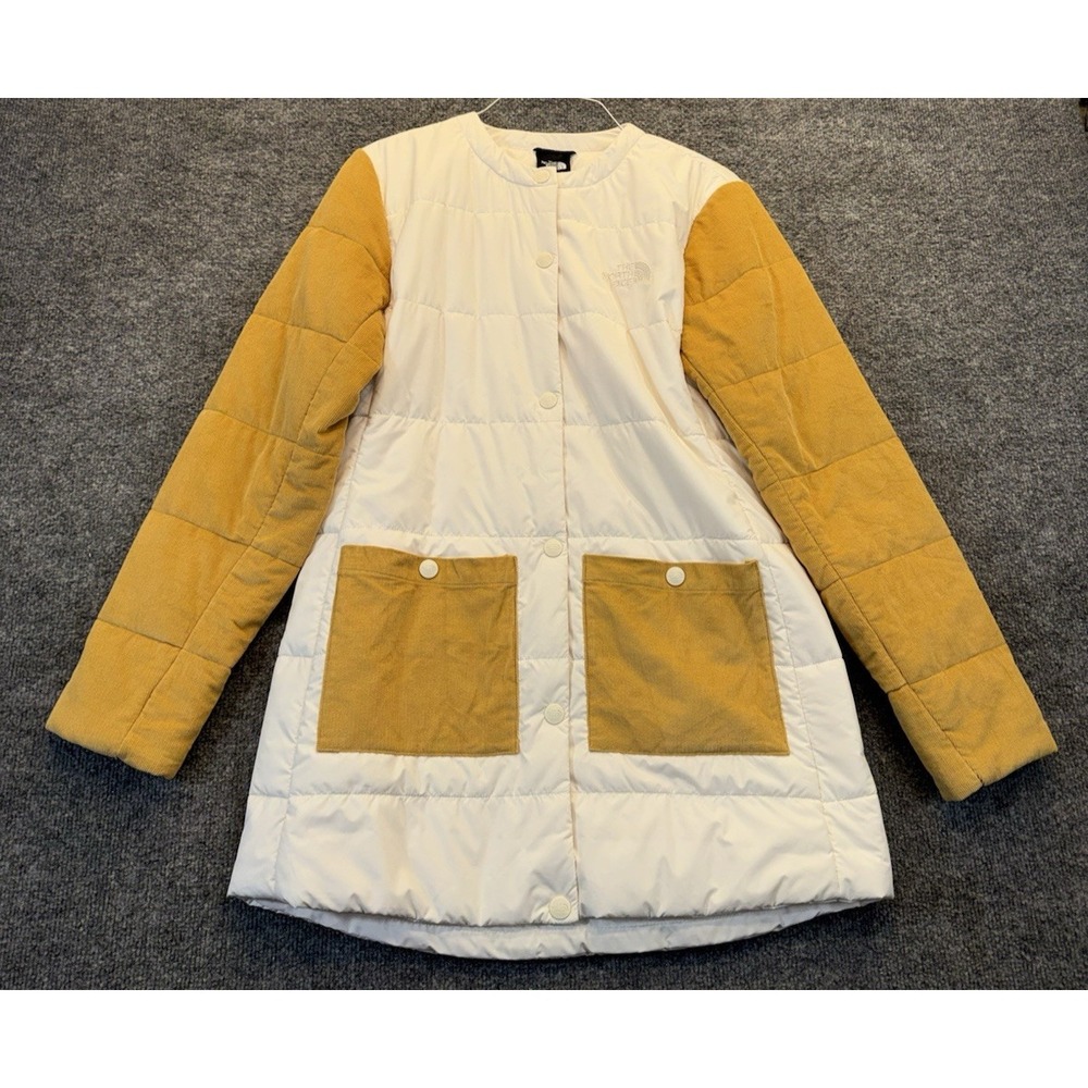 The North Face Women's Small White Gold Corduroy Sleeve Quilted Jacket Coat